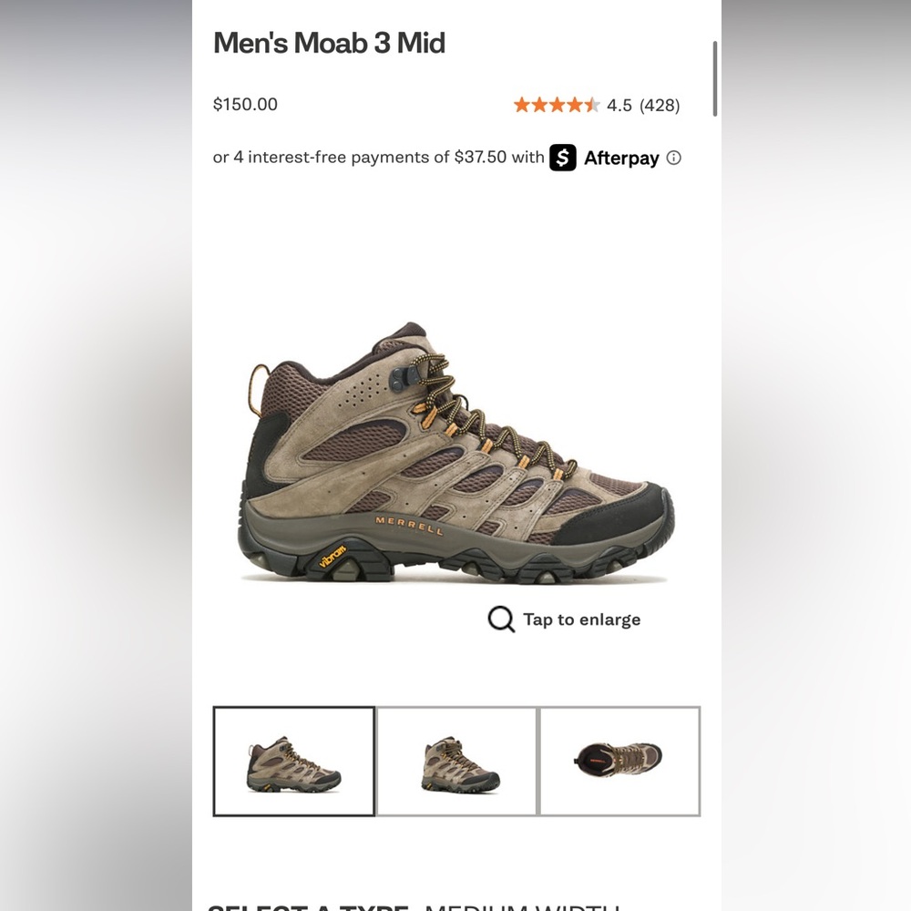 Merrell Men's Moab 3 Hiking Boots size 8 Like new